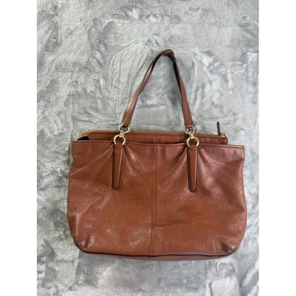 Coach Madison Phoebe Large Brown Pebbled Leather Shoulder Bag Tote F25635 Used